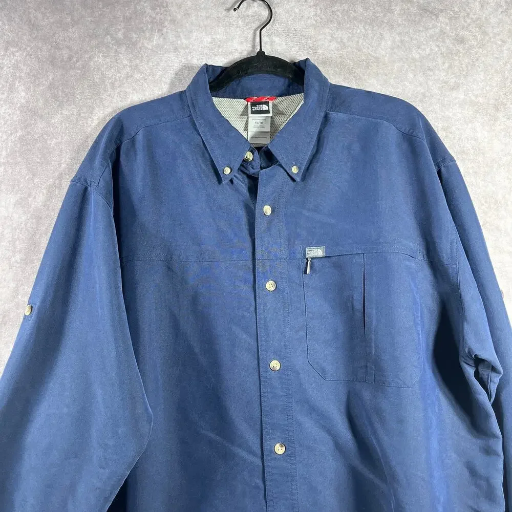 The North Face‎ Shirt Mens XL Navy Blue Button Down Long Sleeves Outdoor A412